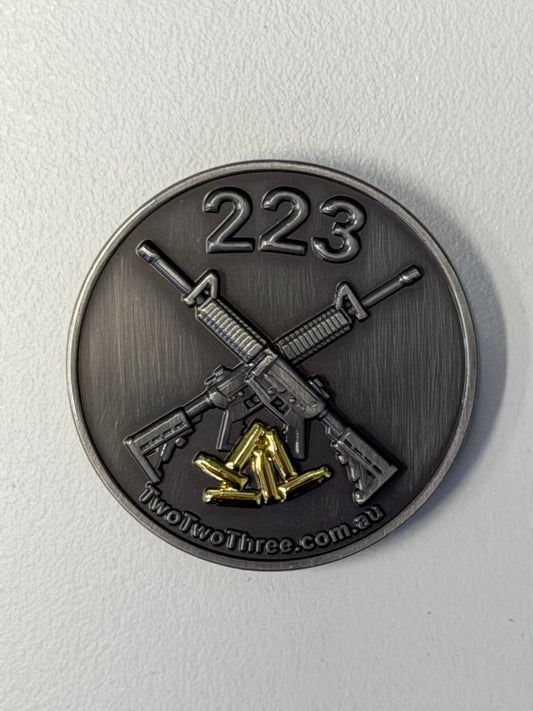 Australian tactical – 223 Fire & Tactical Fox in a Box Challenge Coin - TWO TWO THREE
