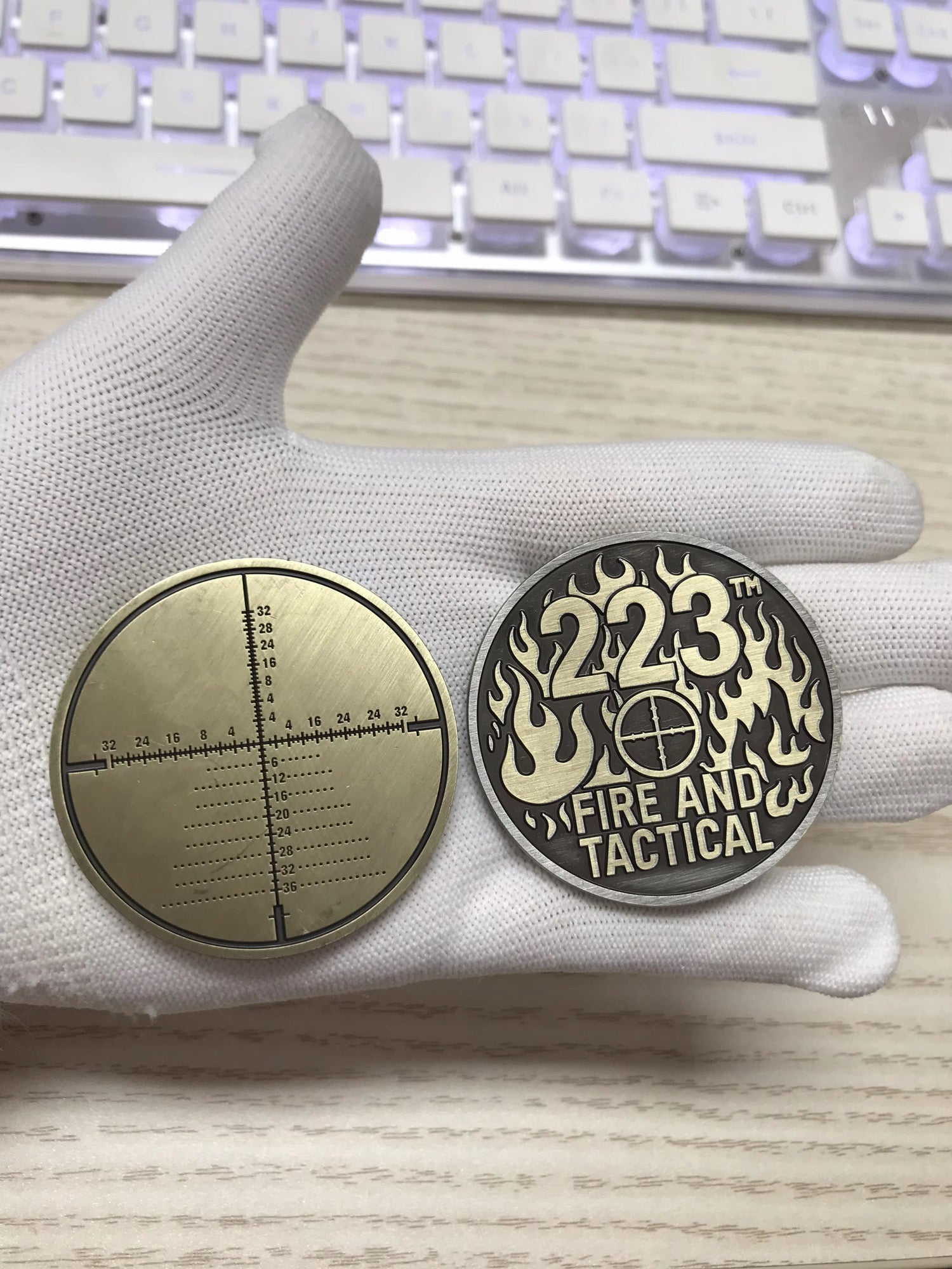 Australian tactical – 223 Fire & Tactical Scope Reticle Challenge Coin - TWO TWO THREE