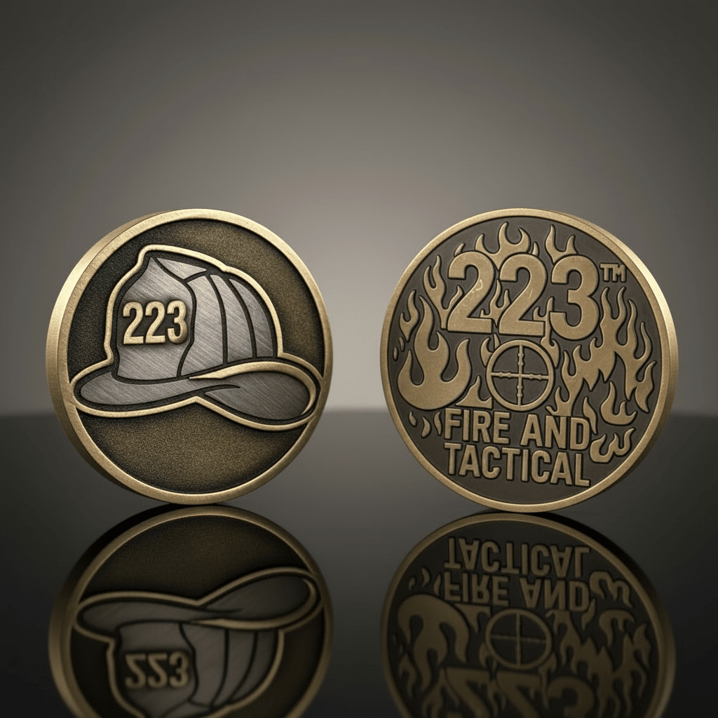 Two Two Three - Fire & Tactical - Fire Helmet Challenge Coin - TWO TWO THREE