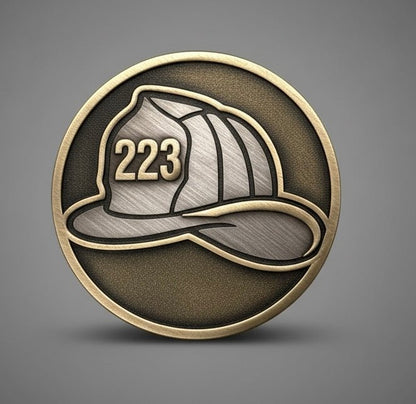 Two Two Three - Fire & Tactical - Fire Helmet Challenge Coin - TWO TWO THREE