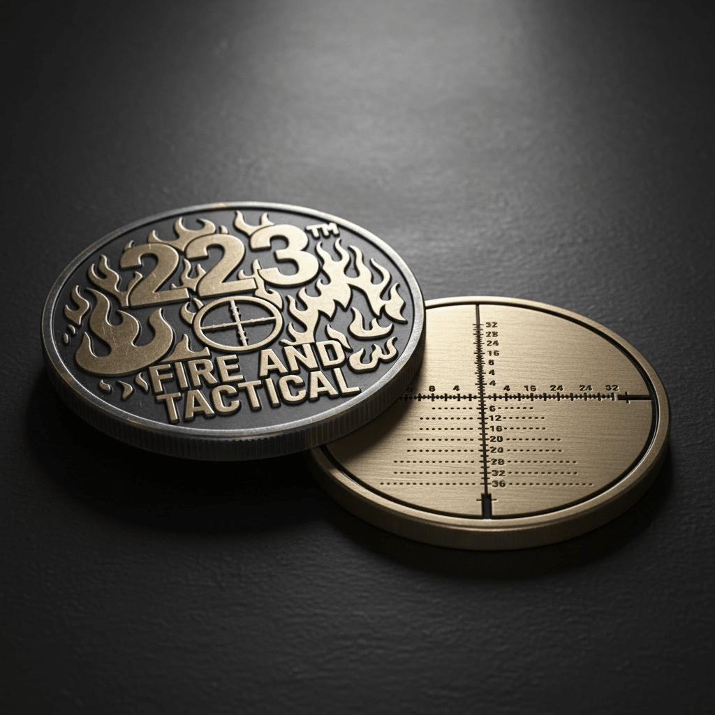 Two Two Three - Fire & Tactical - Scope Reticle Challenge Coin - TWO TWO THREE